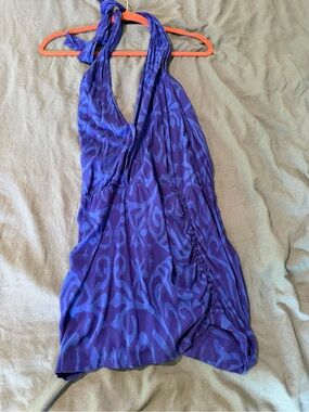Indah Cobalt Blue Low-Plunge Resort Mini Dress